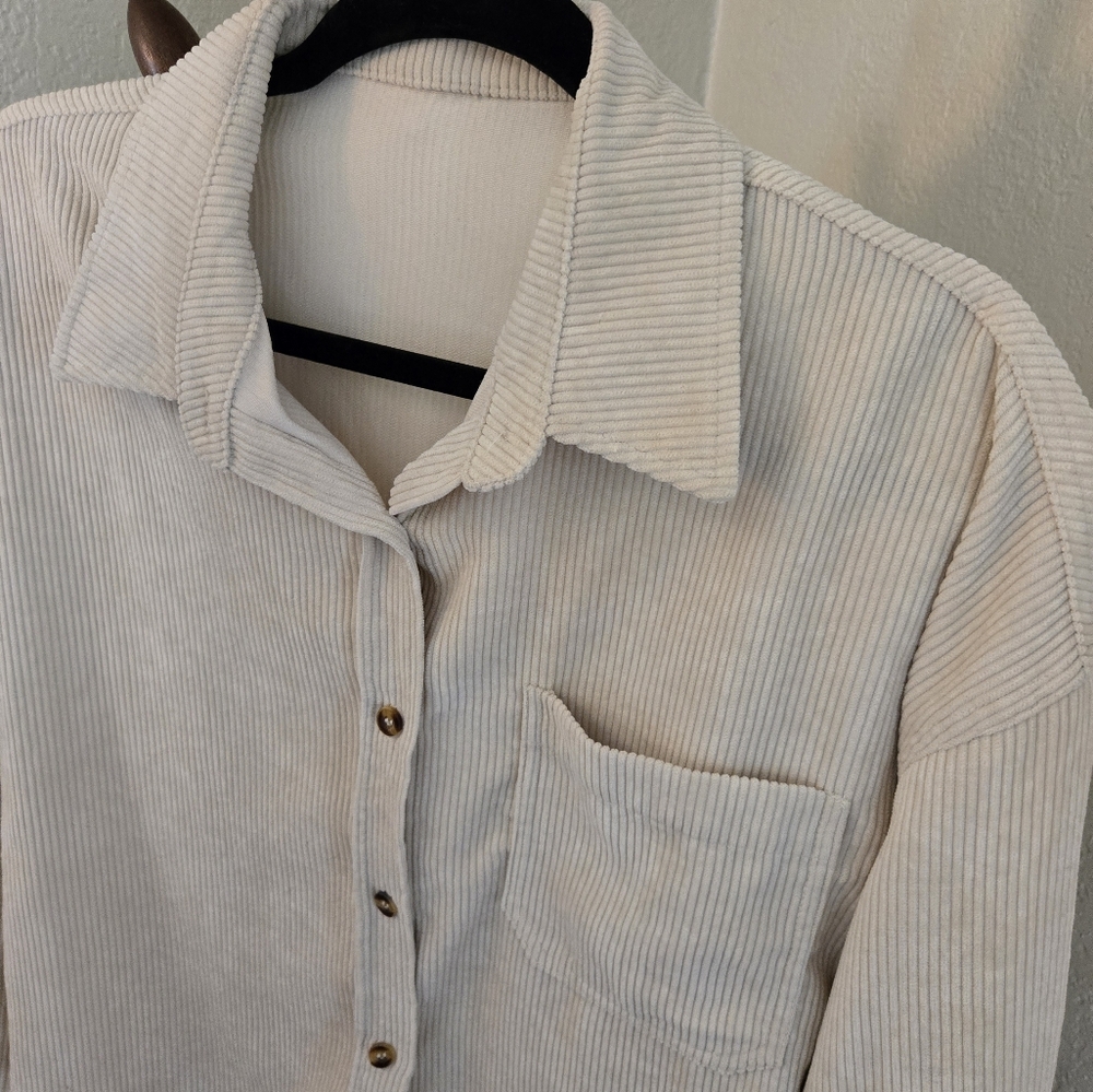 Cream Button-Up Corduroy - Picture 2 of 3